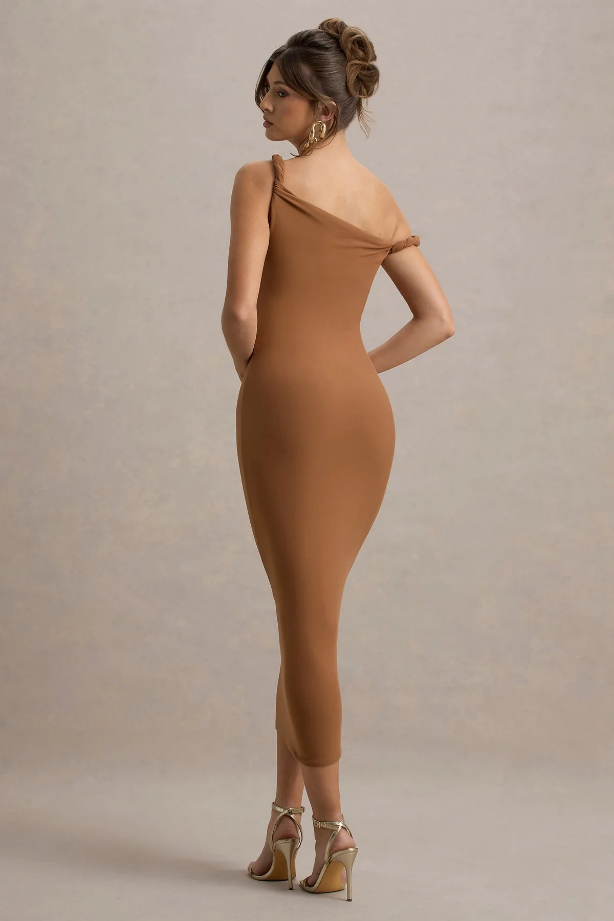 Alouro Brown Twisted Midi Dress