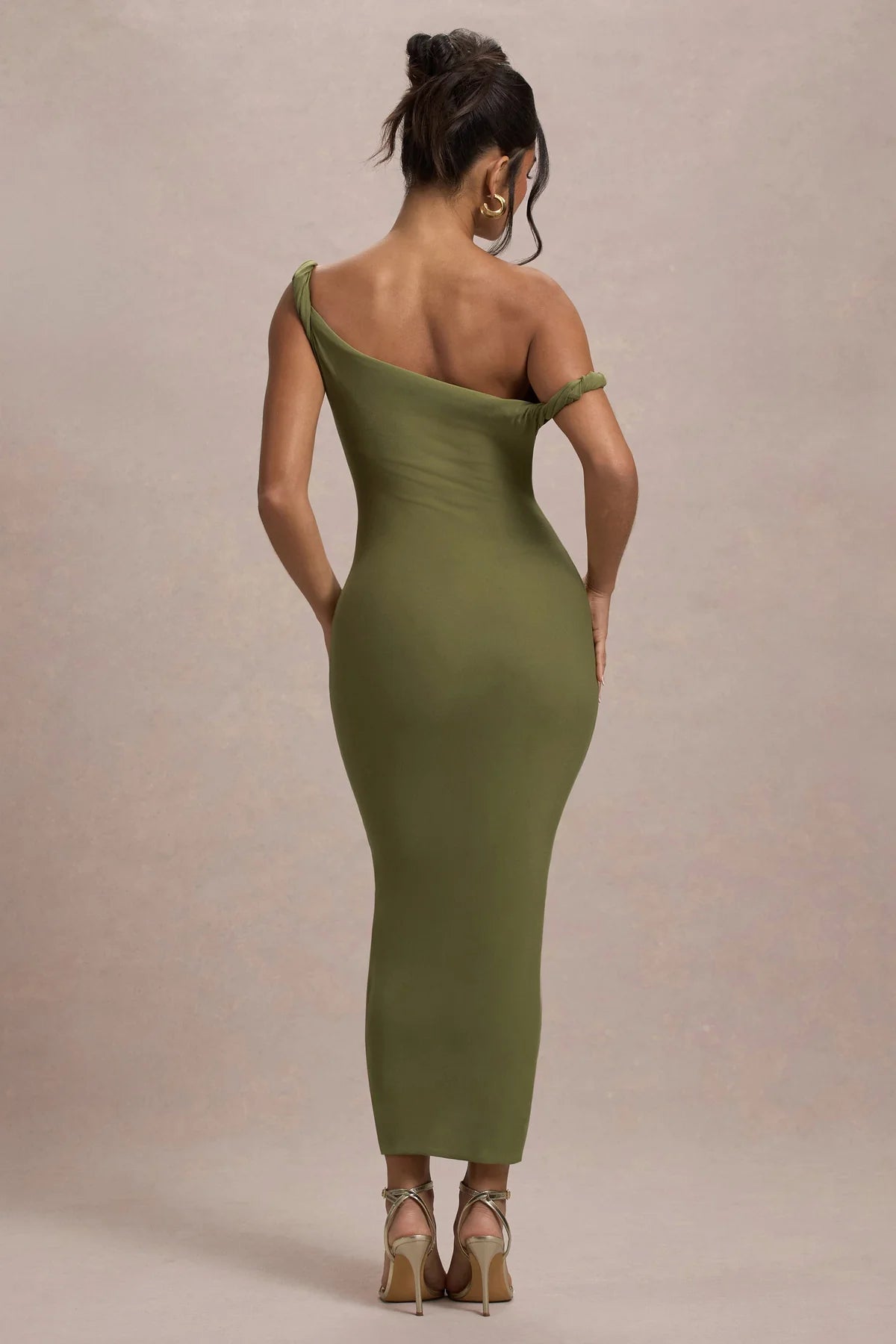Alouro Olive Twisted Midi Dress