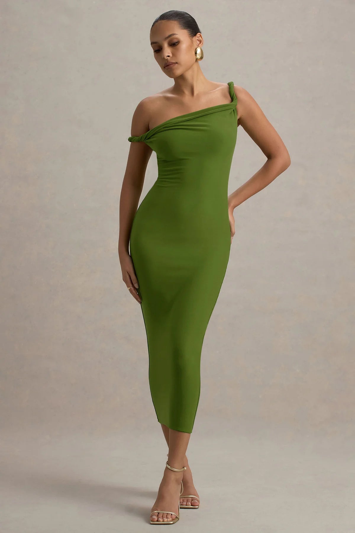 Alouro Green Twisted Midi Dress