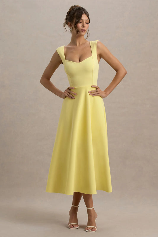 Alouro Lemon Sweetheart Midi Dress