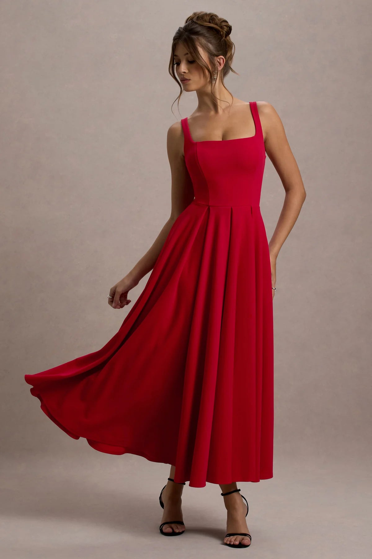 Alouro Red Strappy Parina Midi Dress