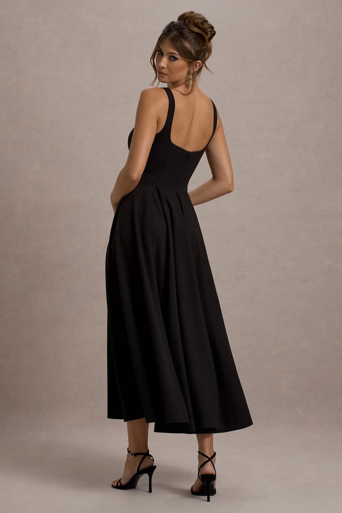 Alouro Black Strappy Prina Midi Dress