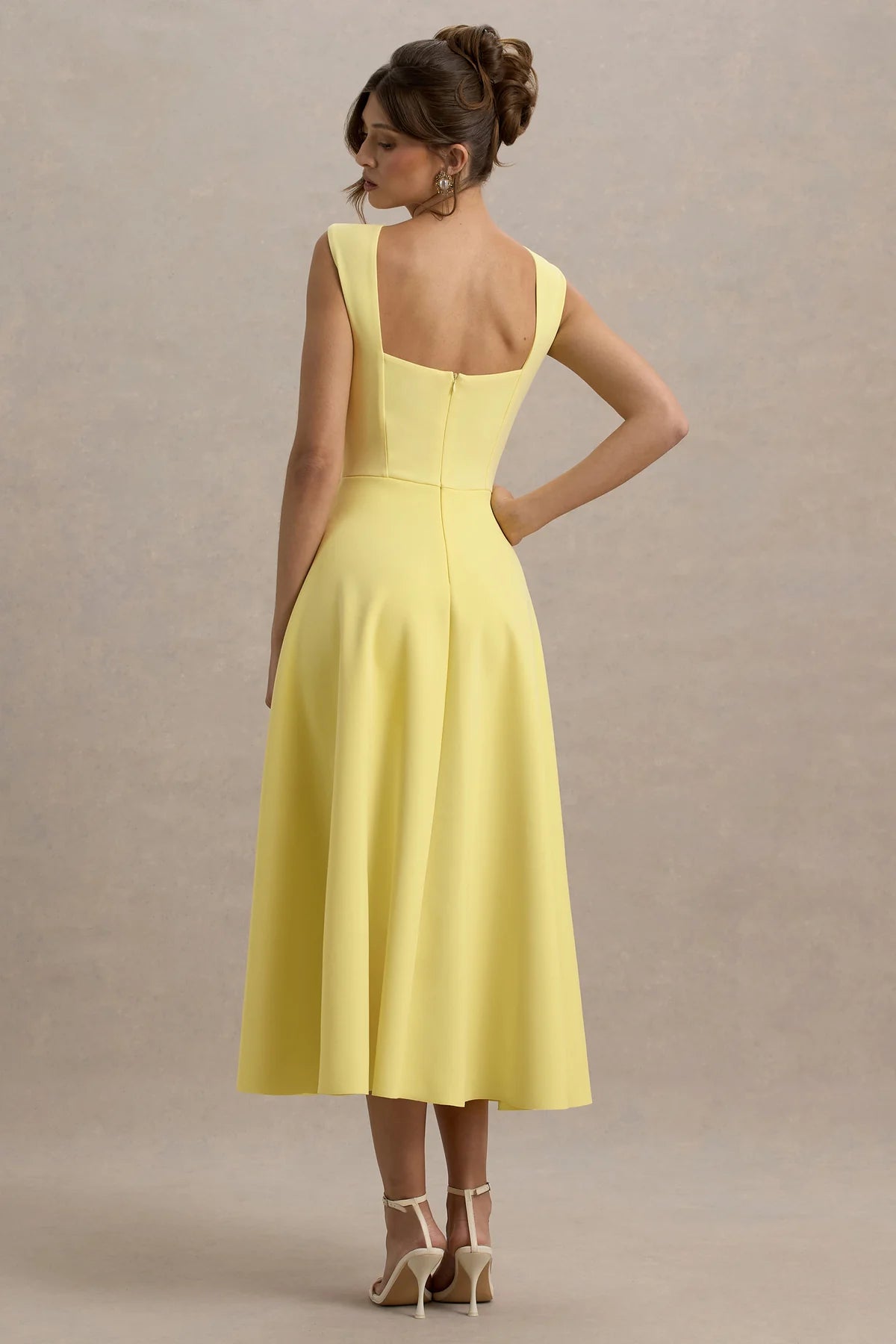 Alouro Lemon Sweetheart Midi Dress