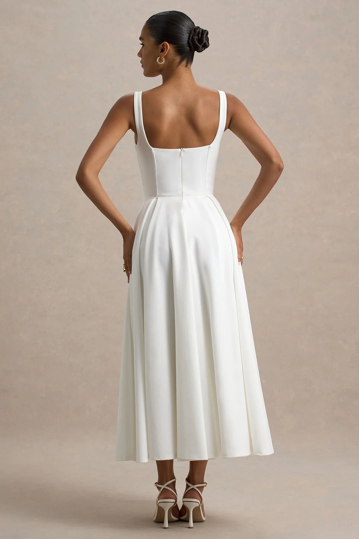 Alouro White Strappy Parina Midi Dress