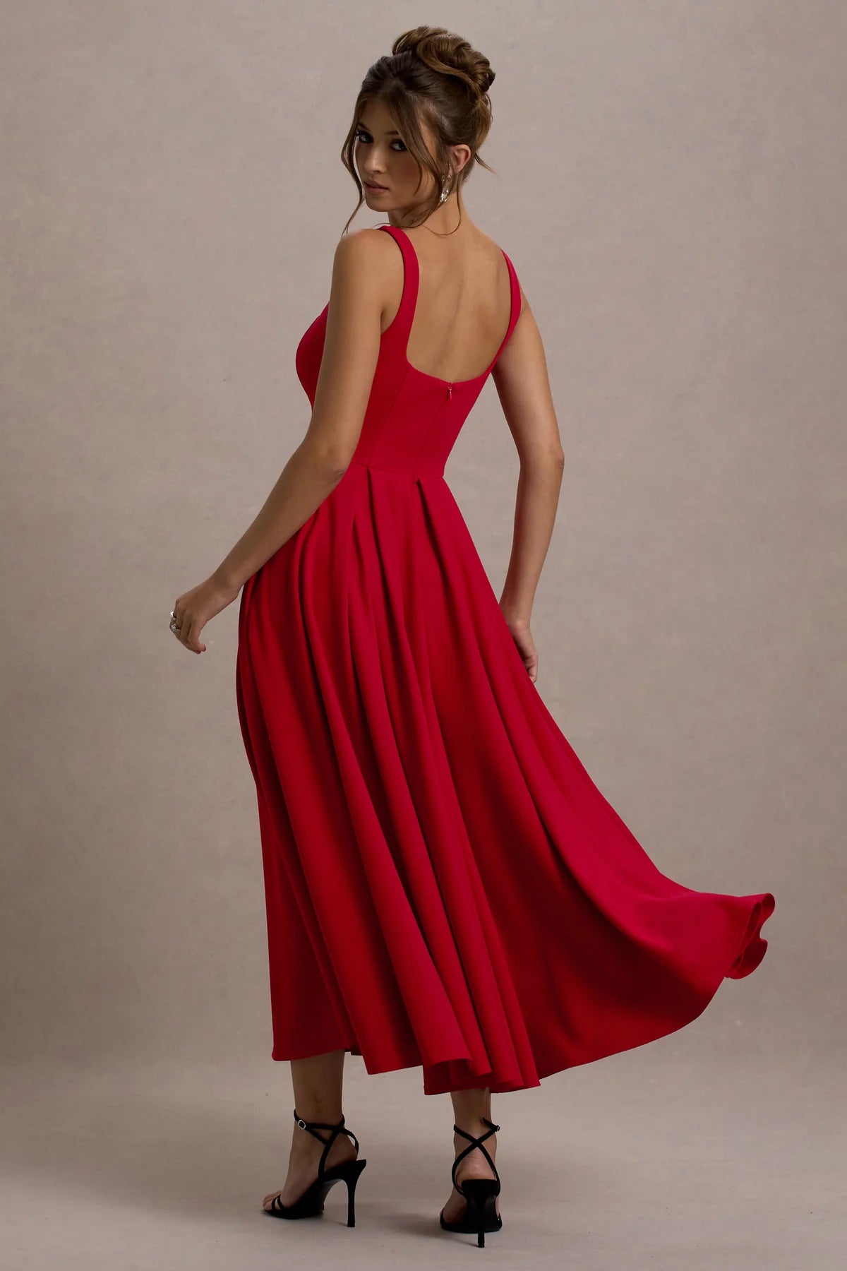 Alouro Red Strappy Parina Midi Dress