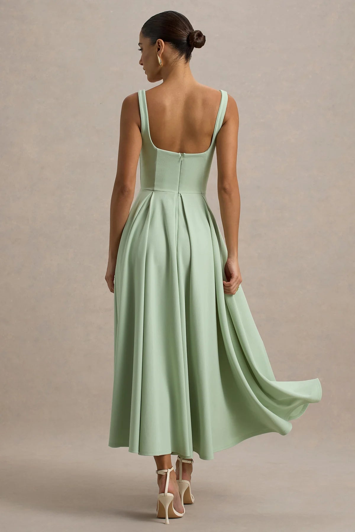 Alouro Light Green Strappy Parina Midi Dress