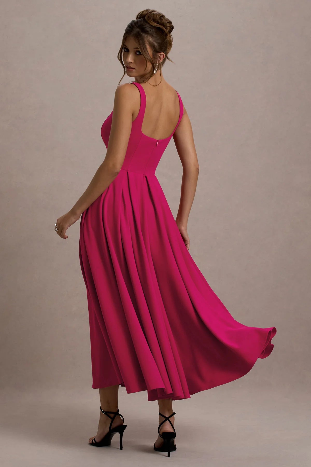 Alouro Hot Pink Strappy Midi Dress