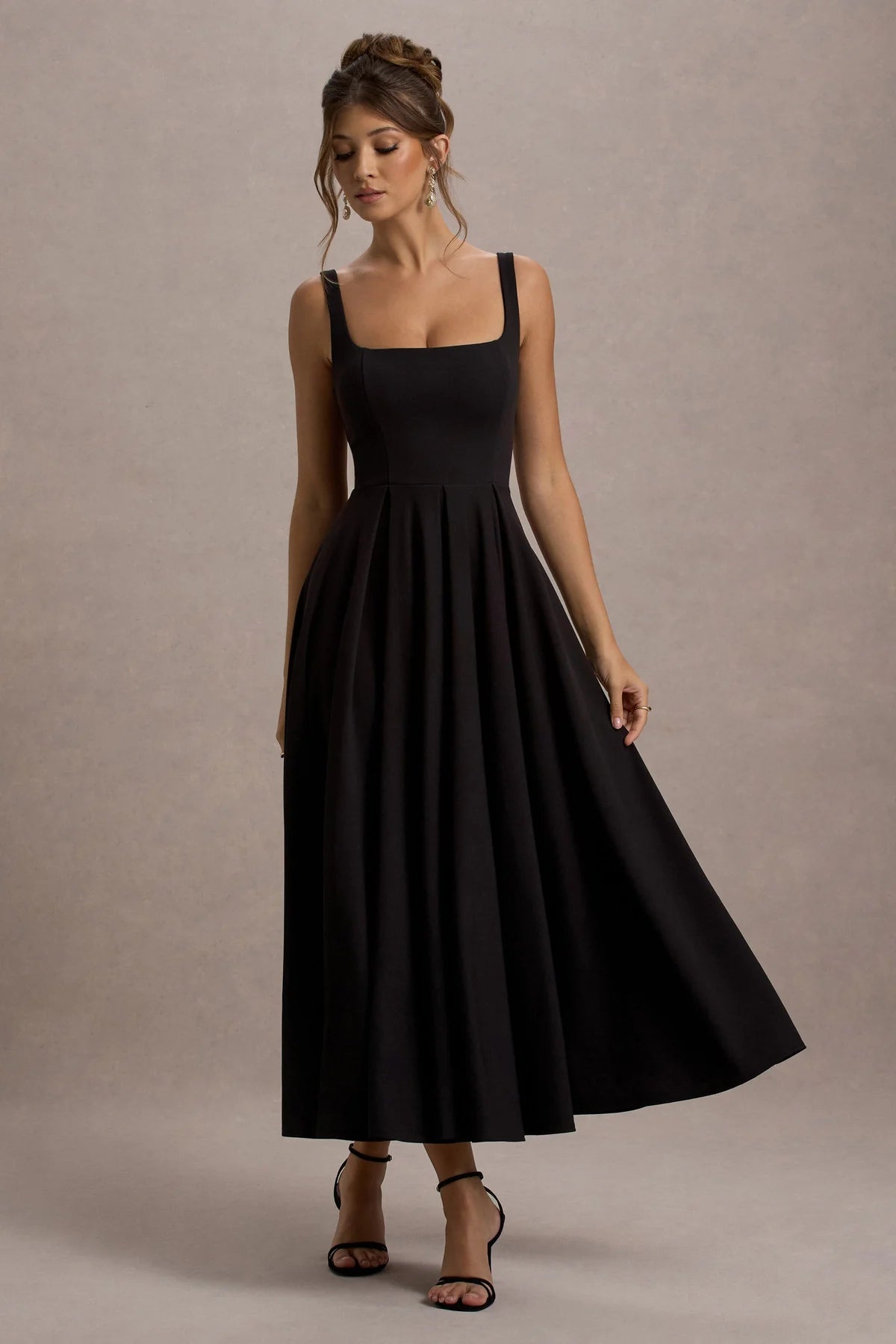 Alouro Black Strappy Prina Midi Dress