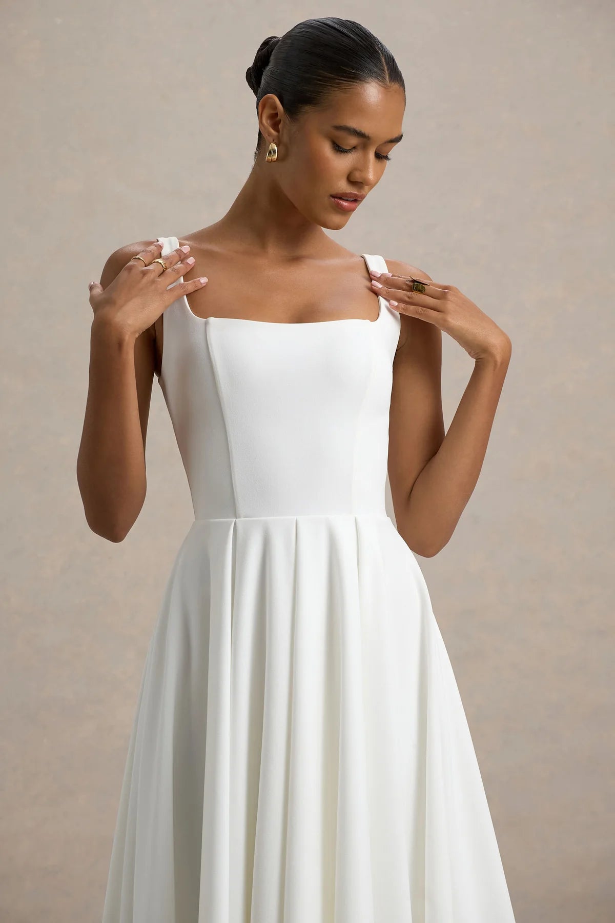 Alouro White Strappy Parina Midi Dress