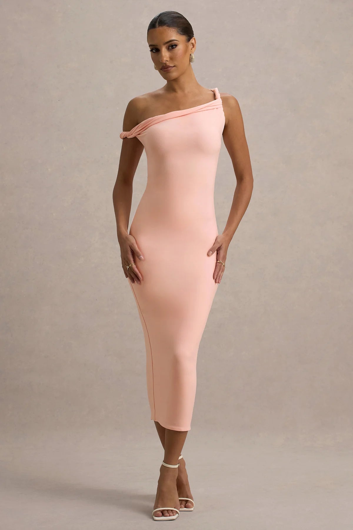 Alouro Pink Twisted Midi Dress