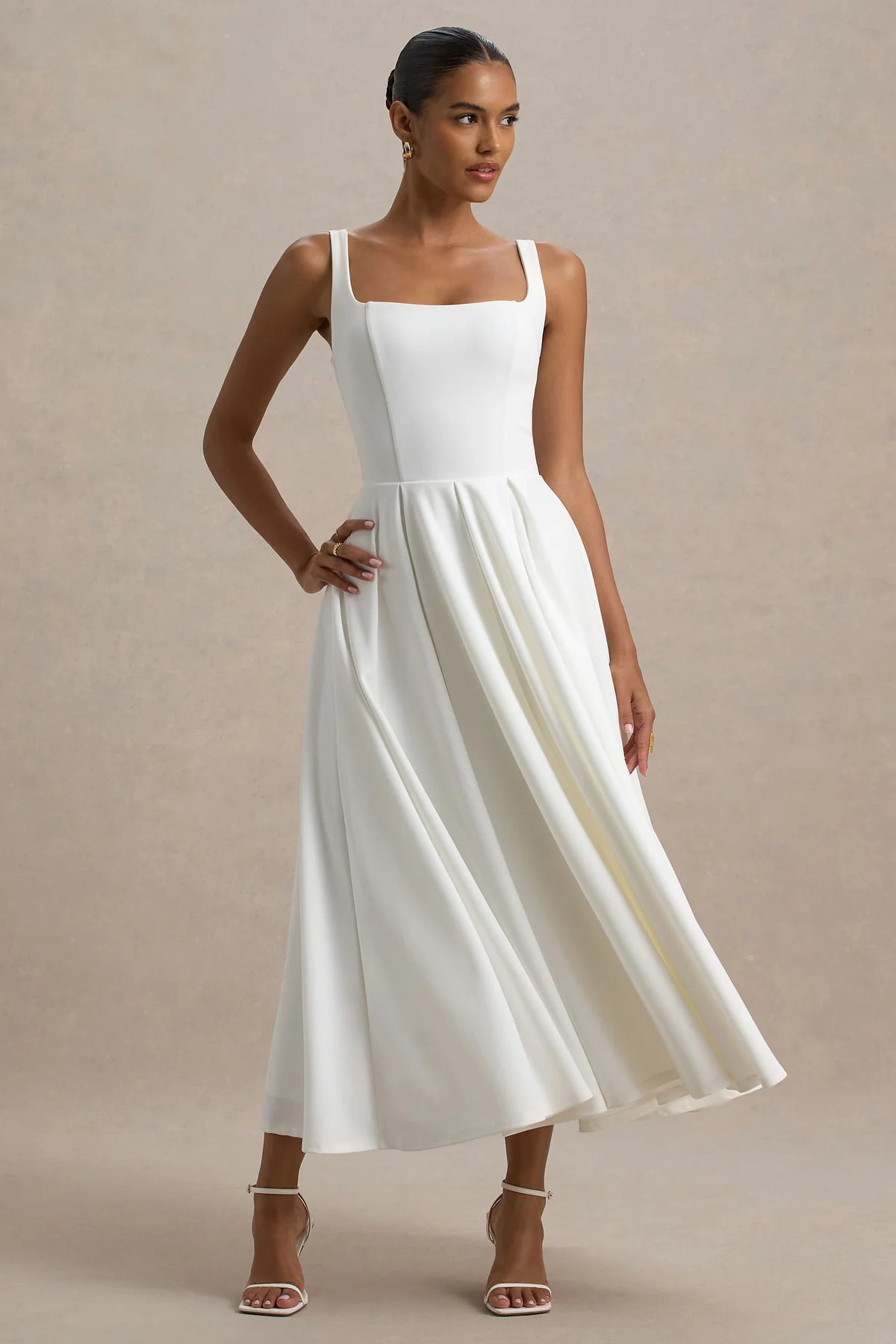 Alouro White Strappy Parina Midi Dress