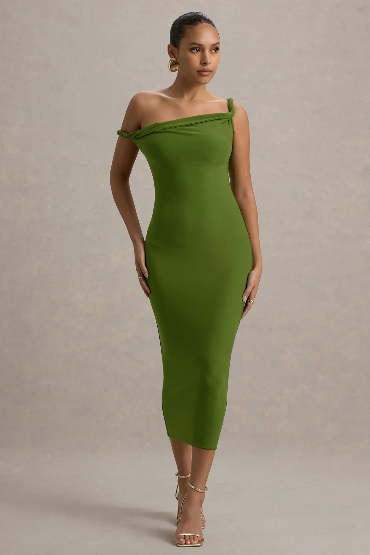 Alouro Green Twisted Midi Dress
