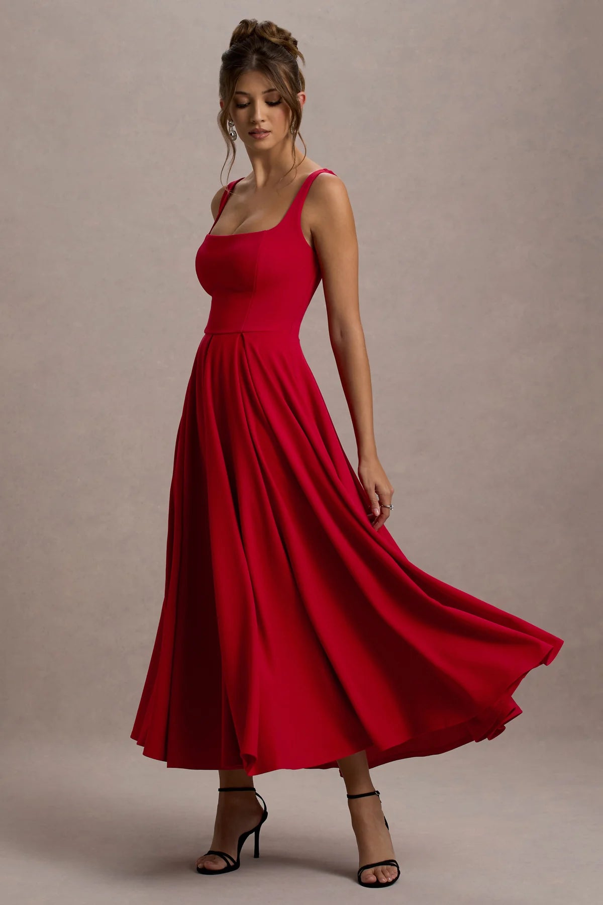 Alouro Red Strappy Parina Midi Dress
