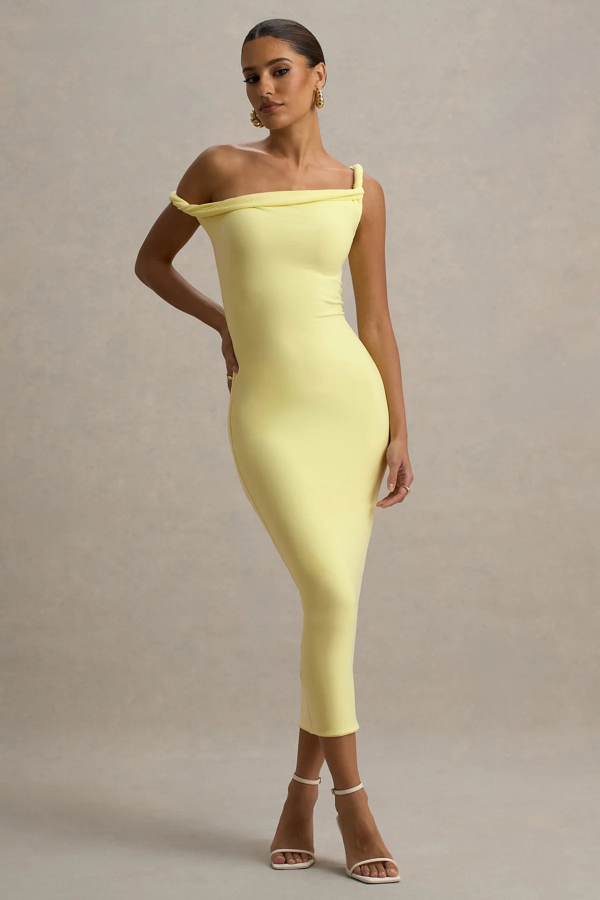 Alouro Lemon Twisted Midi Dress