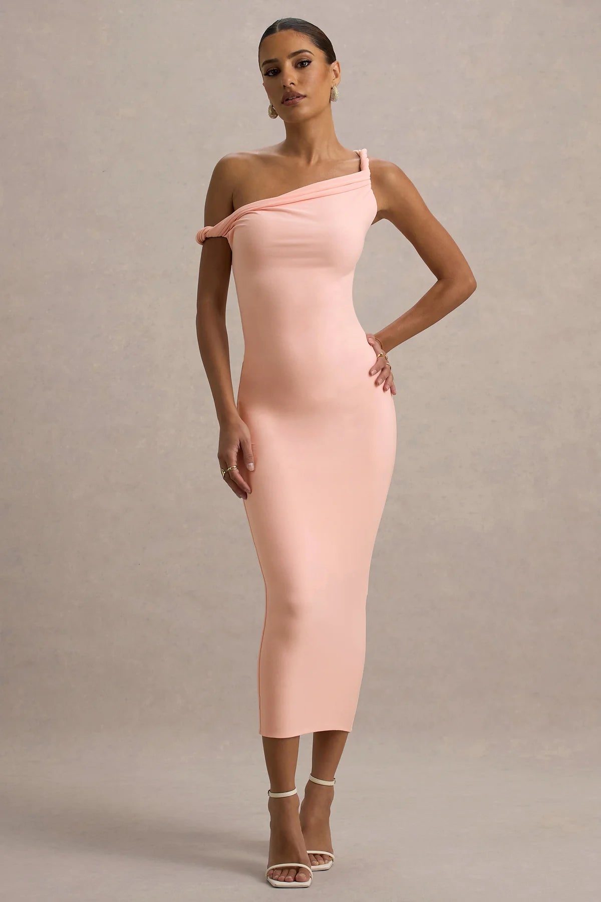 Alouro Pink Twisted Midi Dress