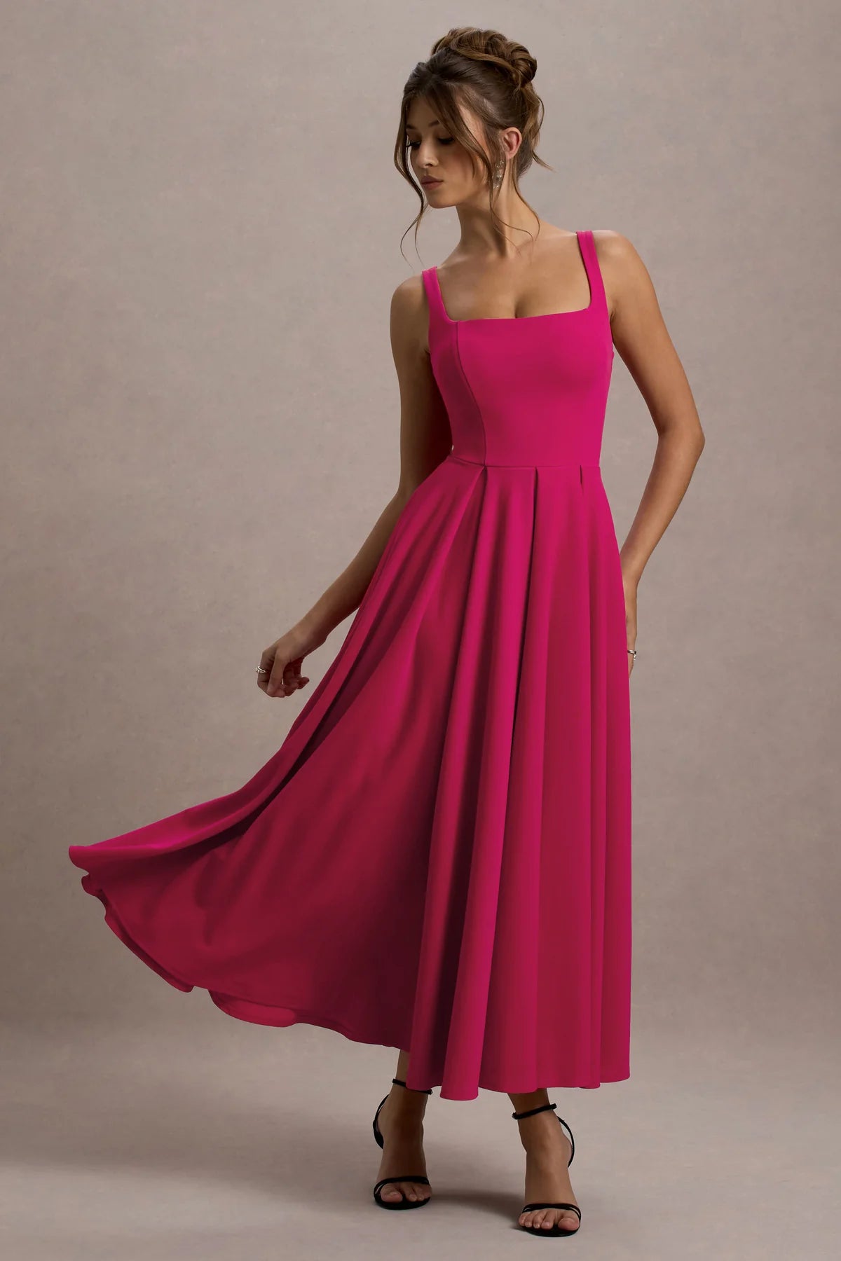 Alouro Hot Pink Strappy Midi Dress