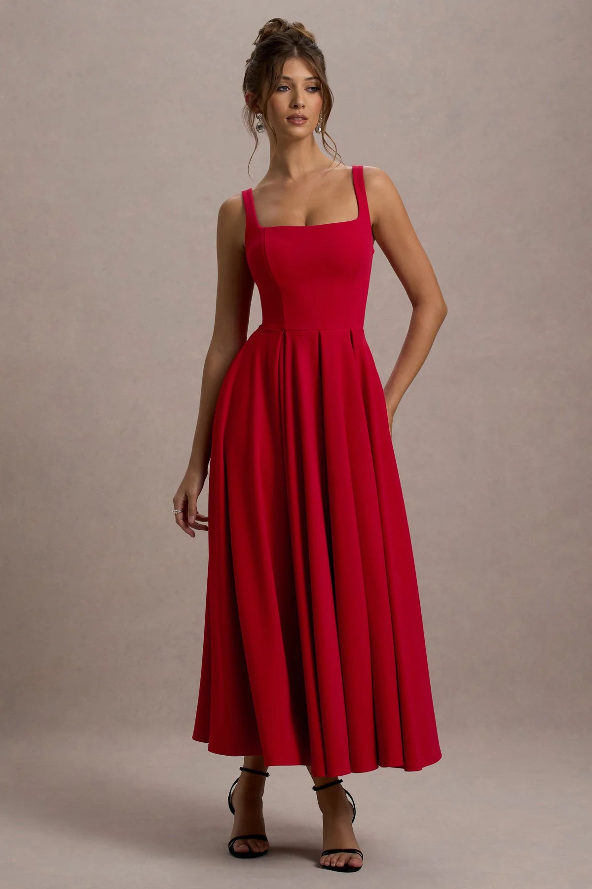 Alouro Red Strappy Parina Midi Dress