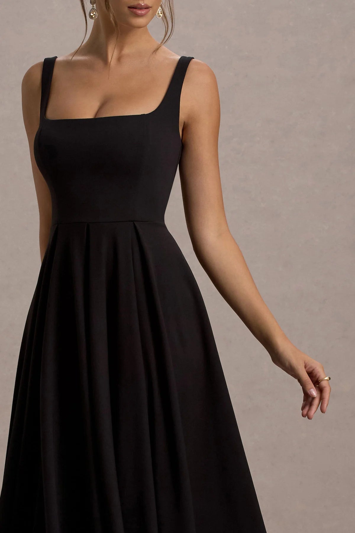 Alouro Black Strappy Prina Midi Dress
