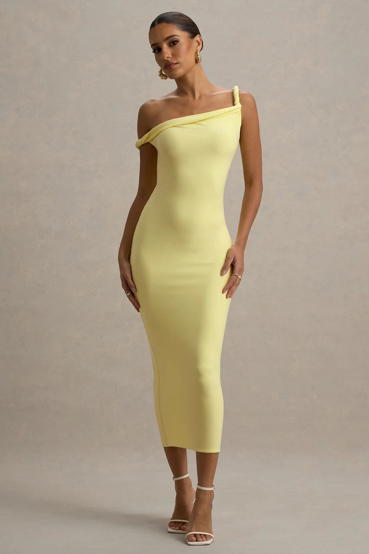 Alouro Lemon Twisted Midi Dress