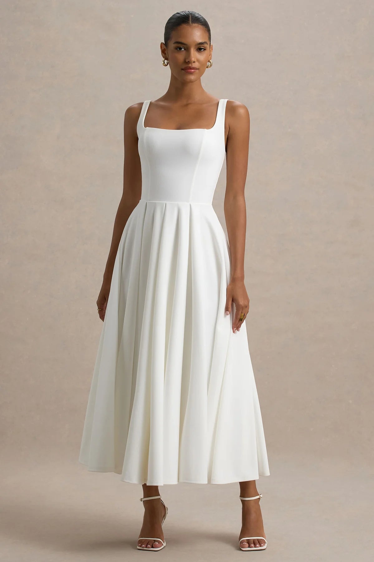 Alouro White Strappy Parina Midi Dress