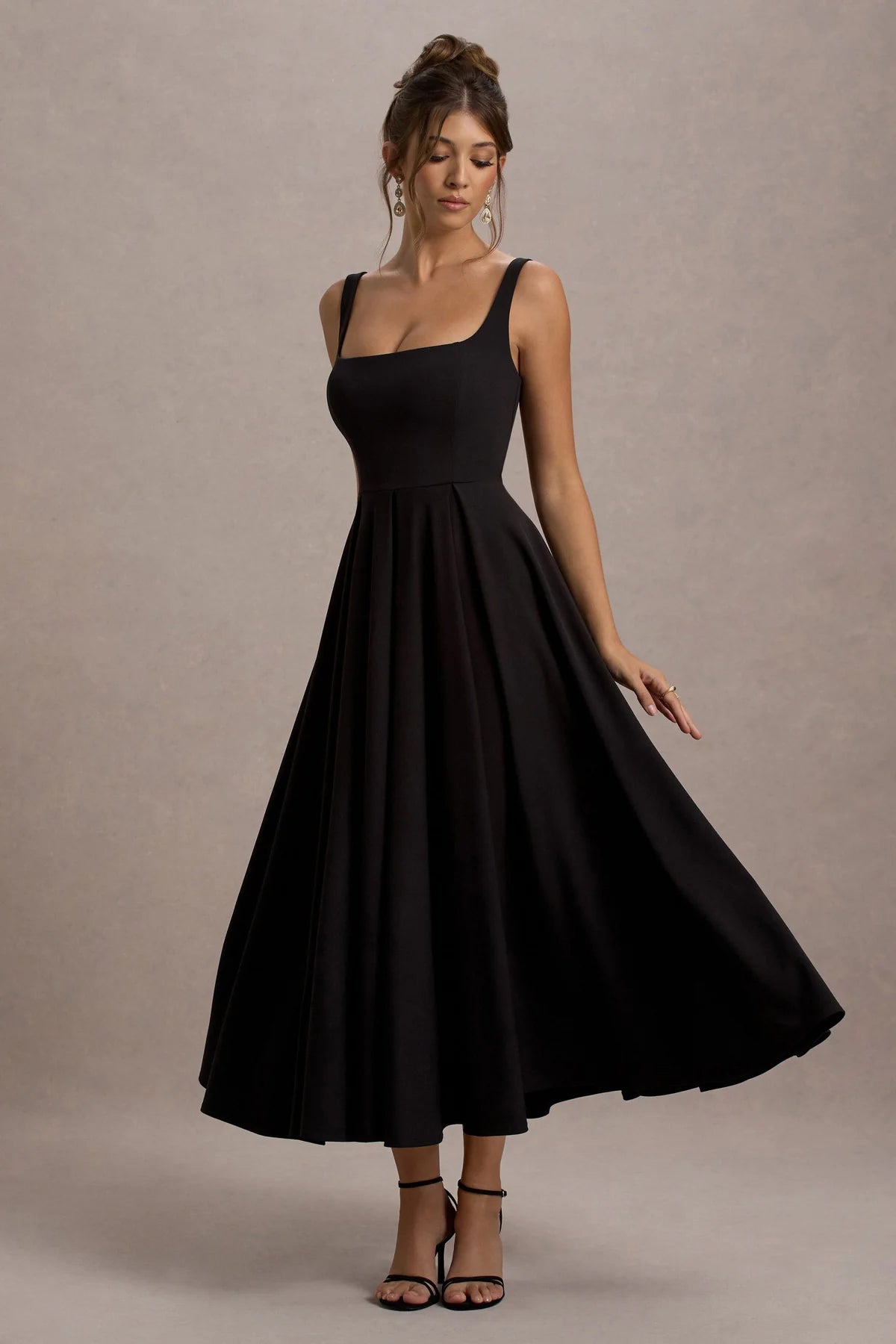 Alouro Black Strappy Prina Midi Dress