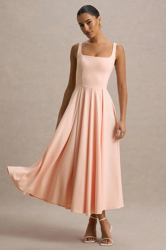 Alouro Pink Strappy Parina Midi Dress