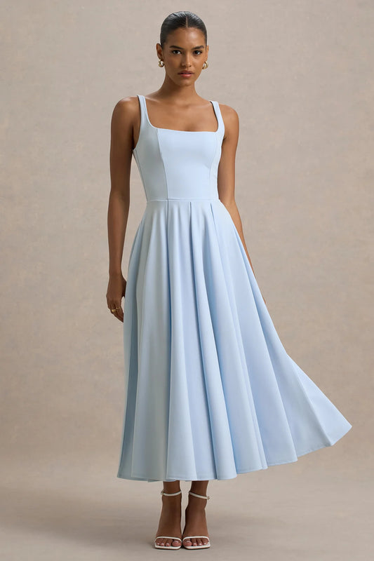 Alouro Powder Blue Strappy Parina Midi Dress