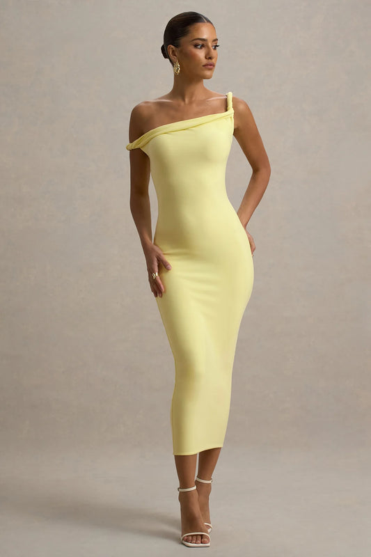 Alouro Lemon Twisted Midi Dress