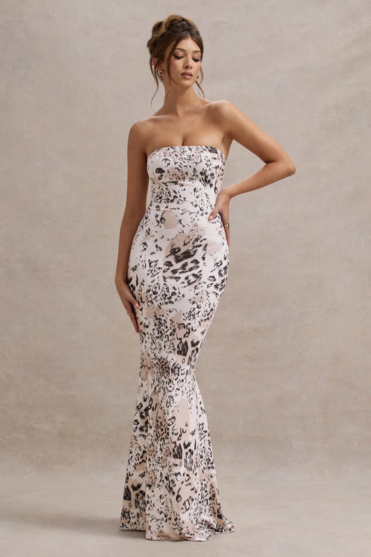Alouro Leopard Print Fishtail Maxi Dress