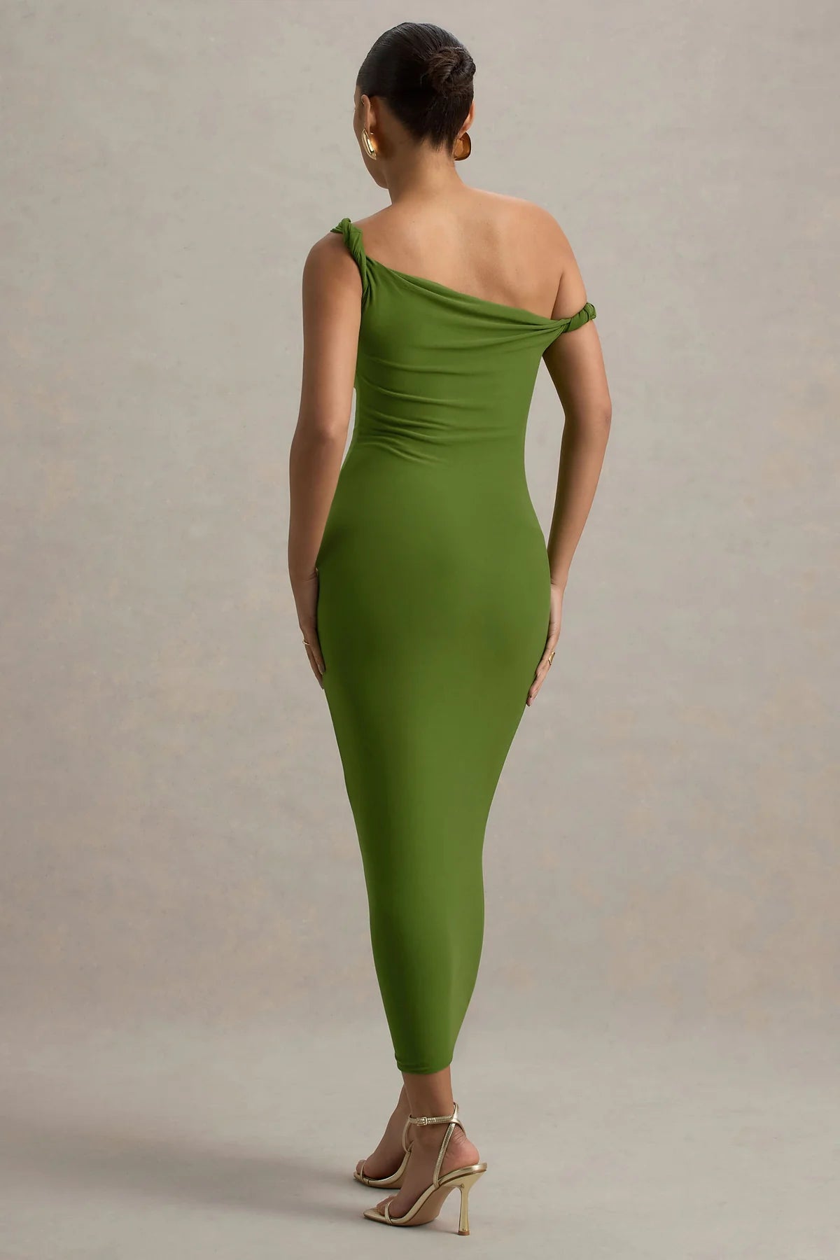 Alouro Green Twisted Midi Dress