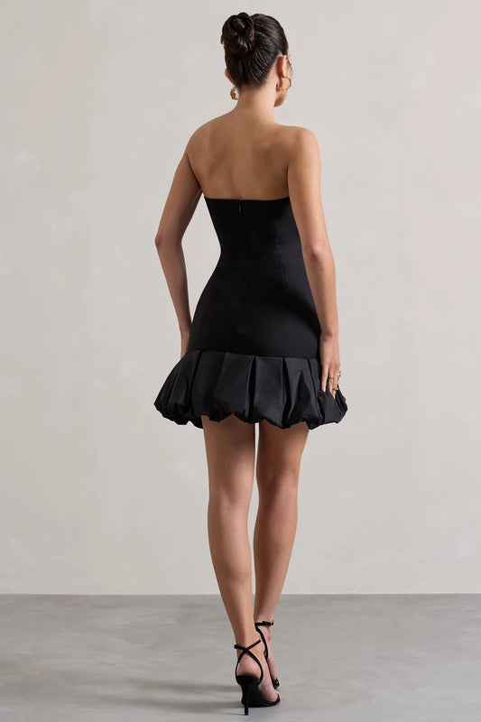 Alouro Black Ruffle Trim Mini Dress