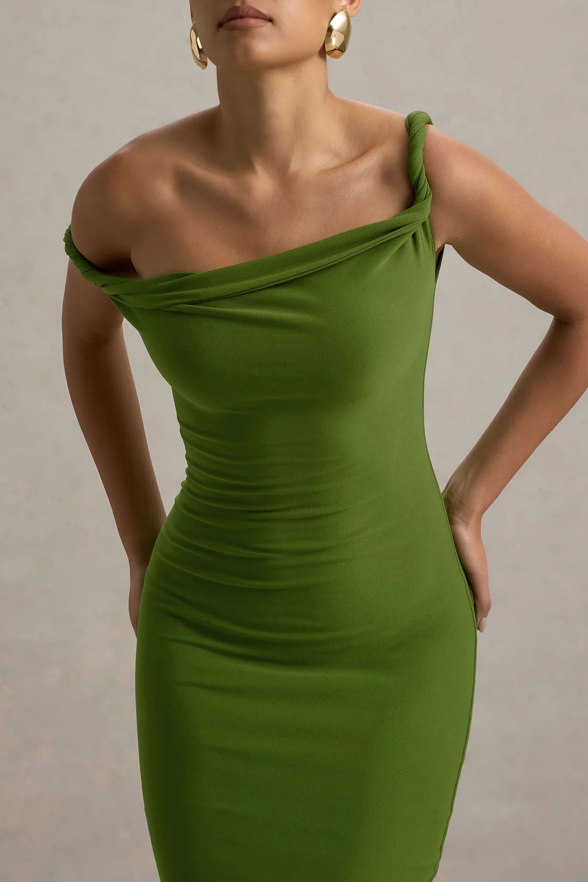 Alouro Green Twisted Midi Dress