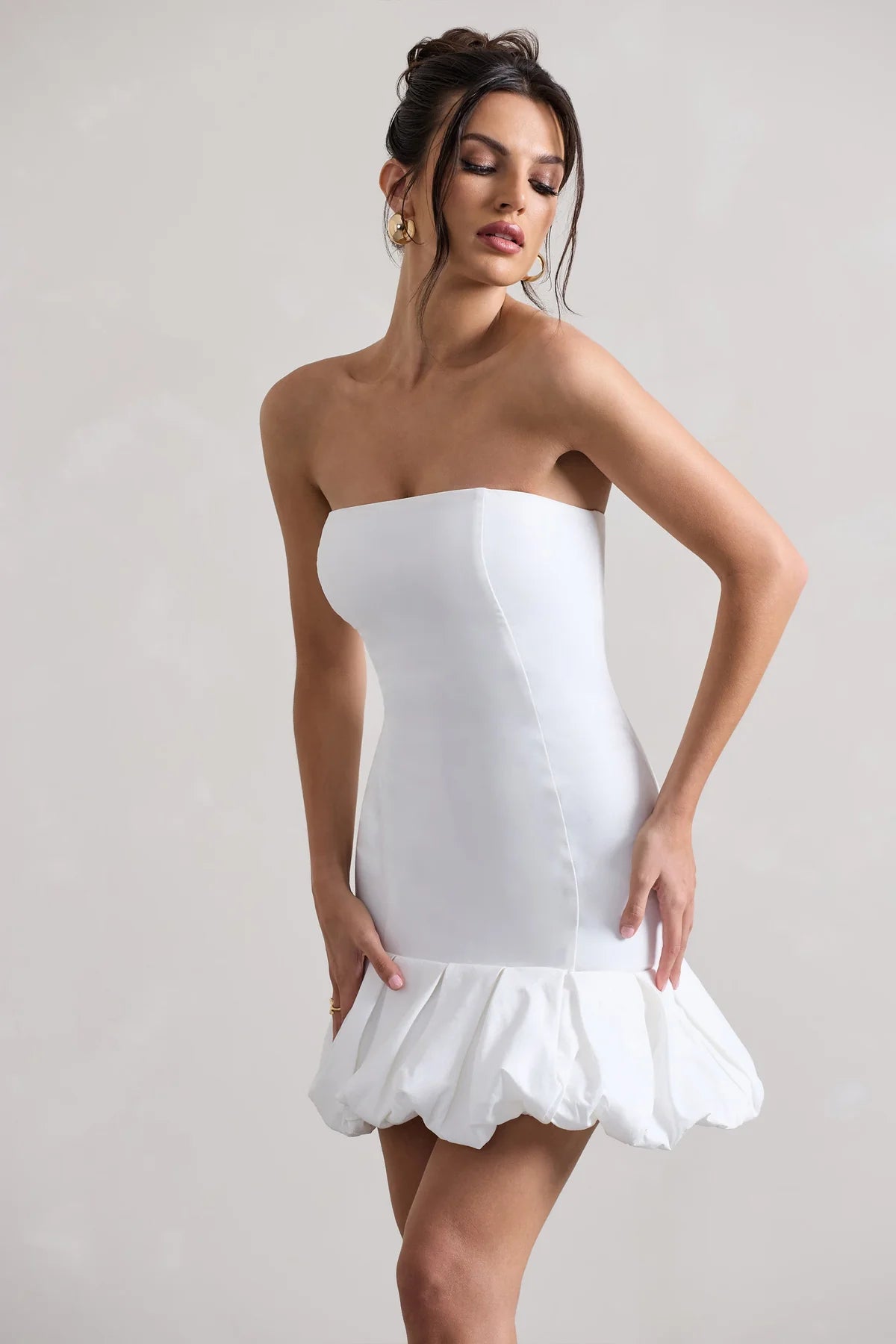 Alouro White Ruffle Trim Mini Dress