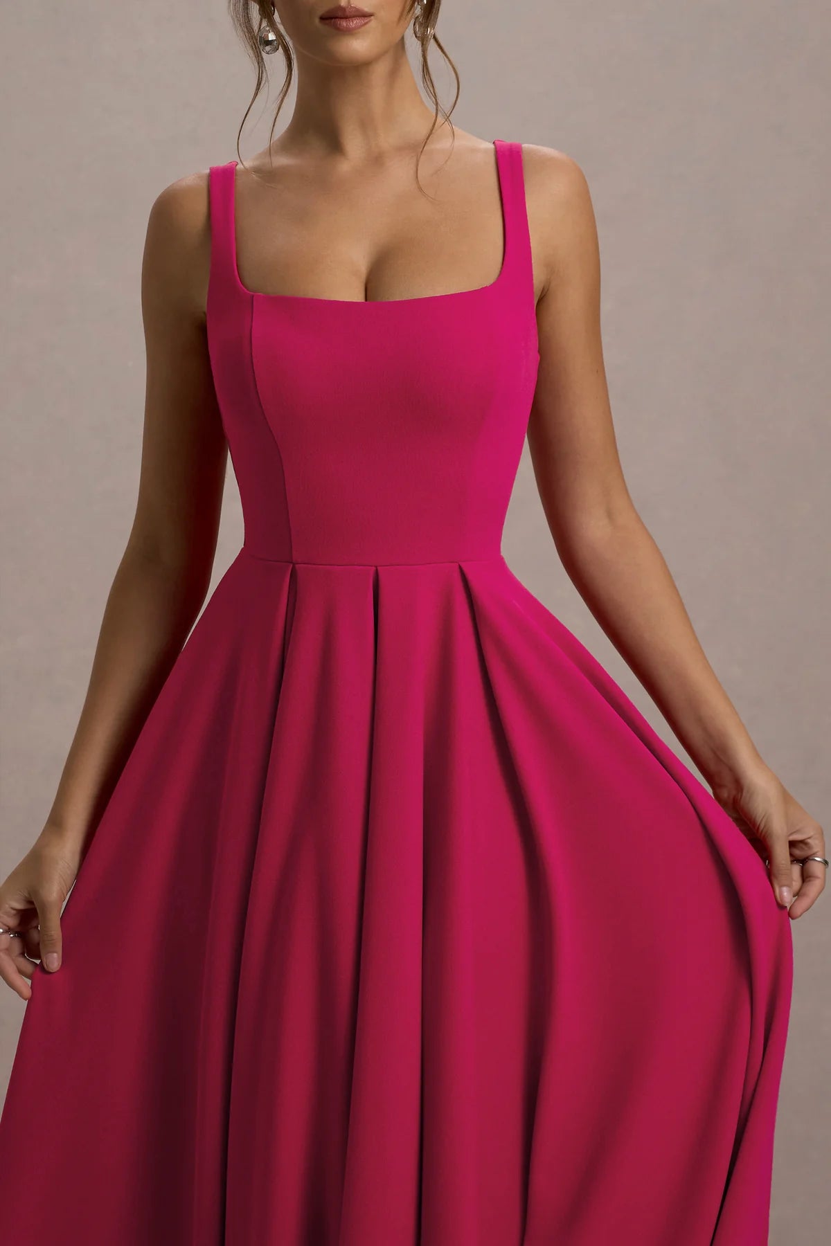 Alouro Hot Pink Strappy Midi Dress