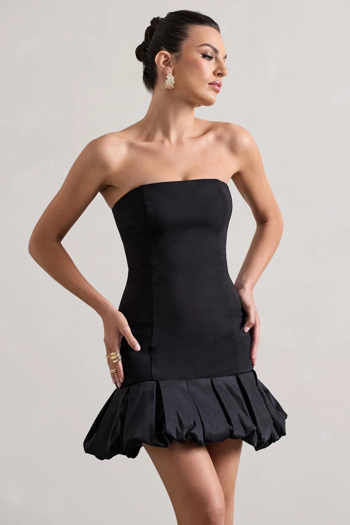 Alouro Black Ruffle Trim Mini Dress