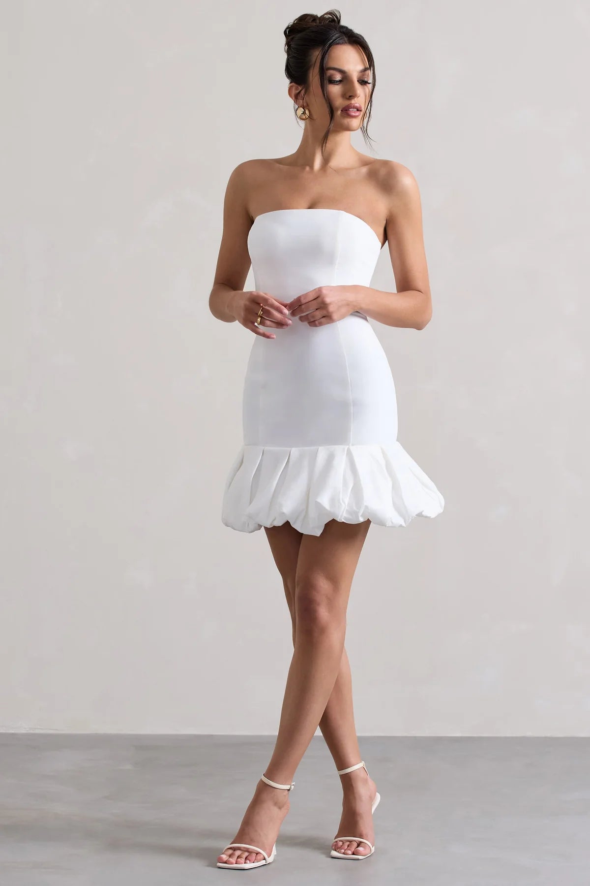 Alouro White Ruffle Trim Mini Dress