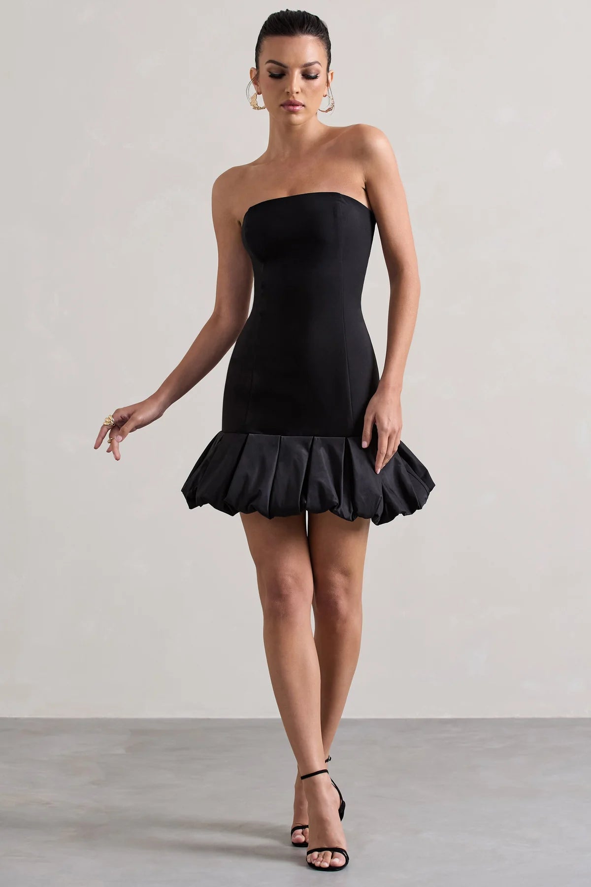 Alouro Black Ruffle Trim Mini Dress