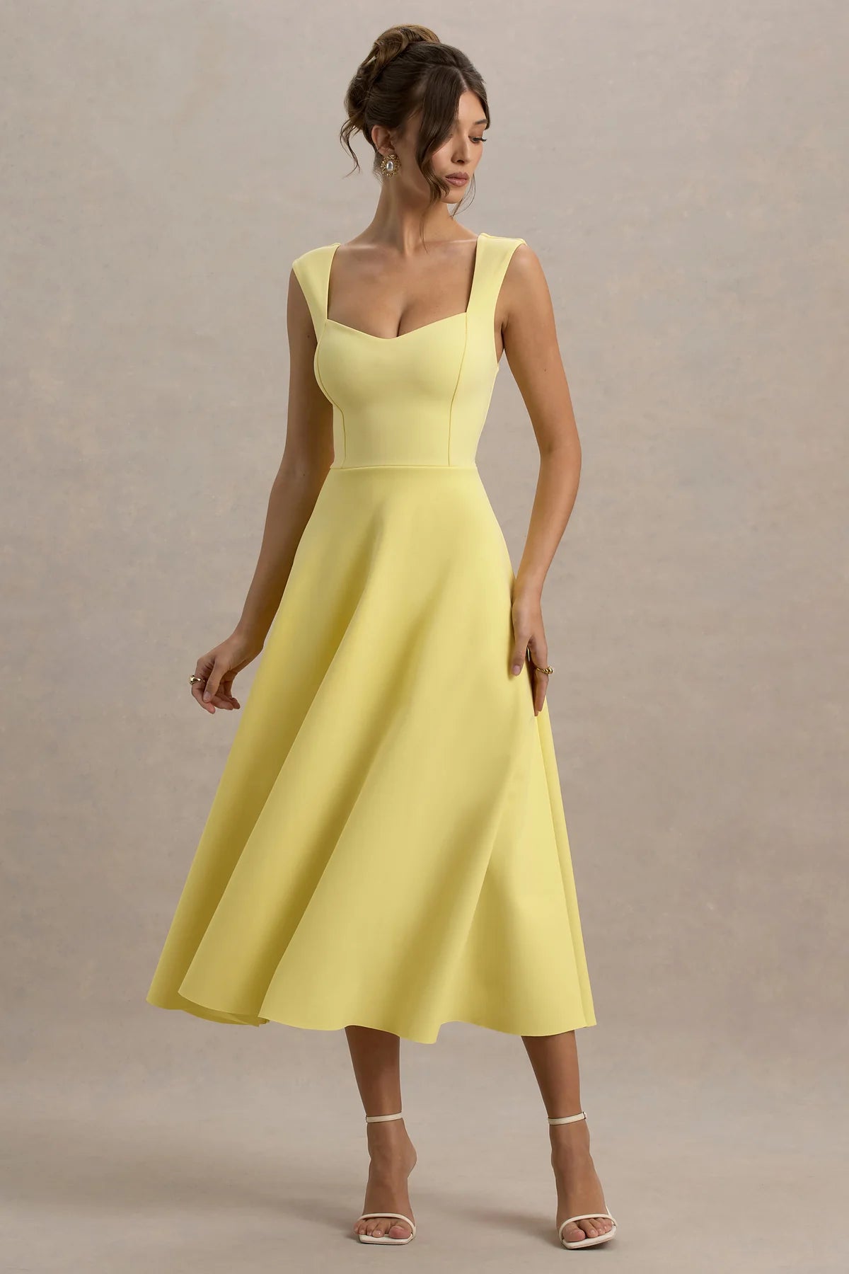 Alouro Lemon Sweetheart Midi Dress