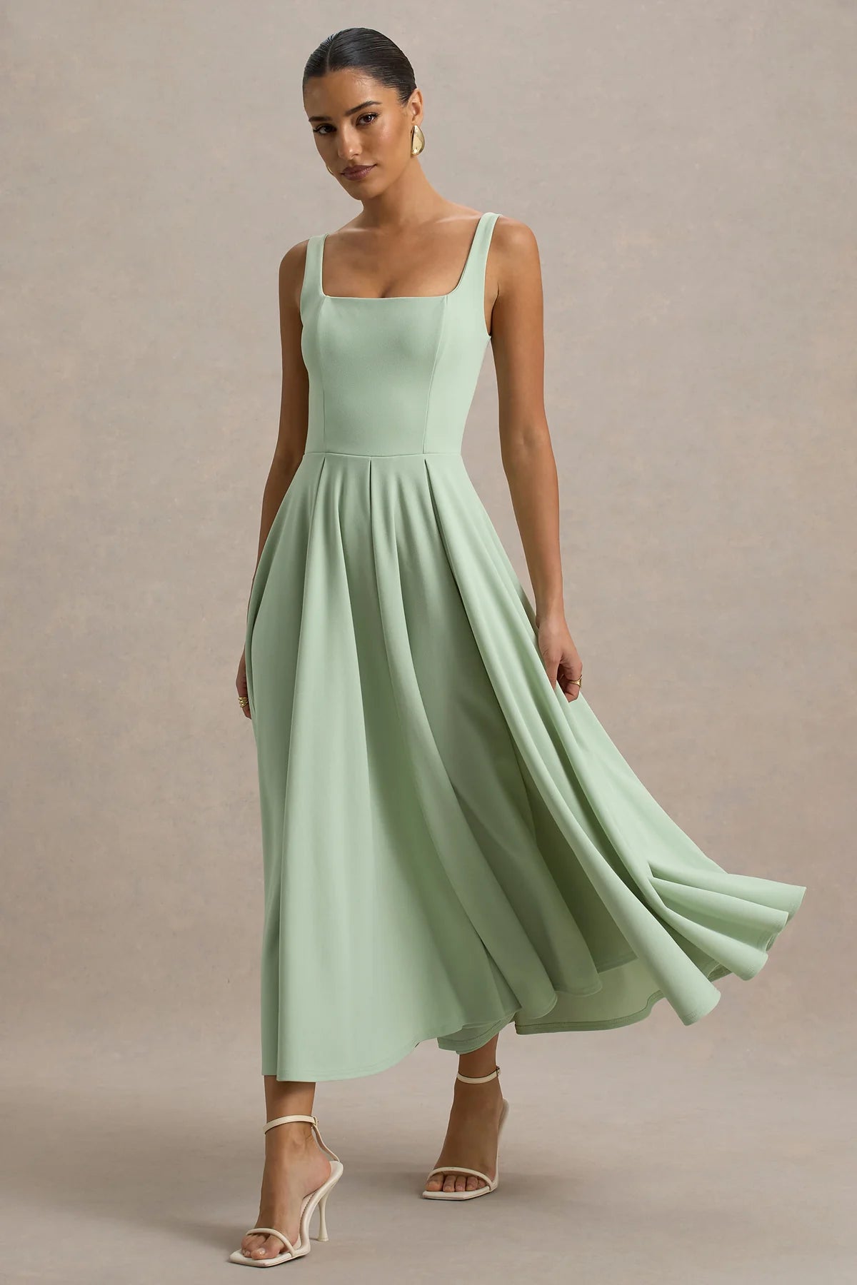 Alouro Light Green Strappy Parina Midi Dress