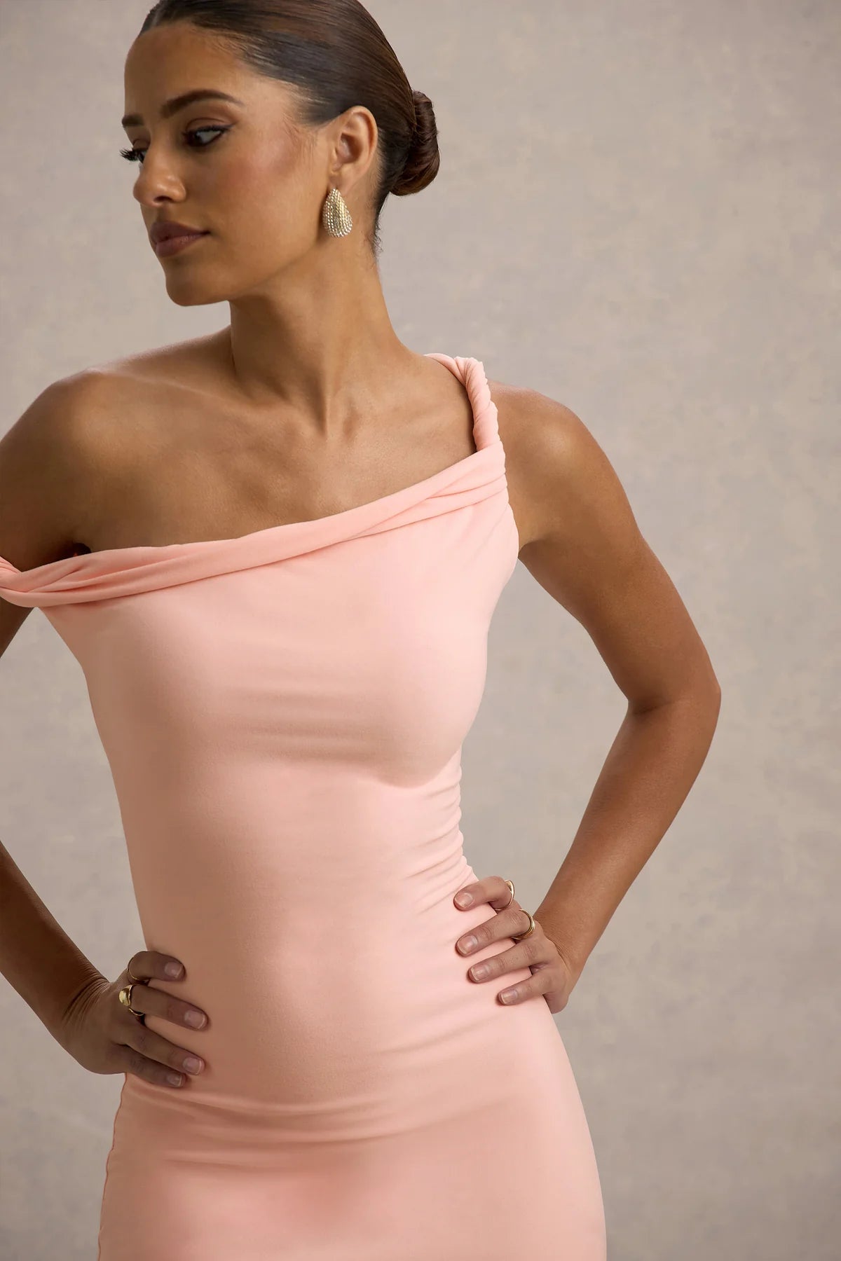 Alouro Pink Twisted Midi Dress